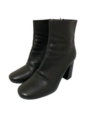 Prada Leather Side Zip Ankle Boots Short Black